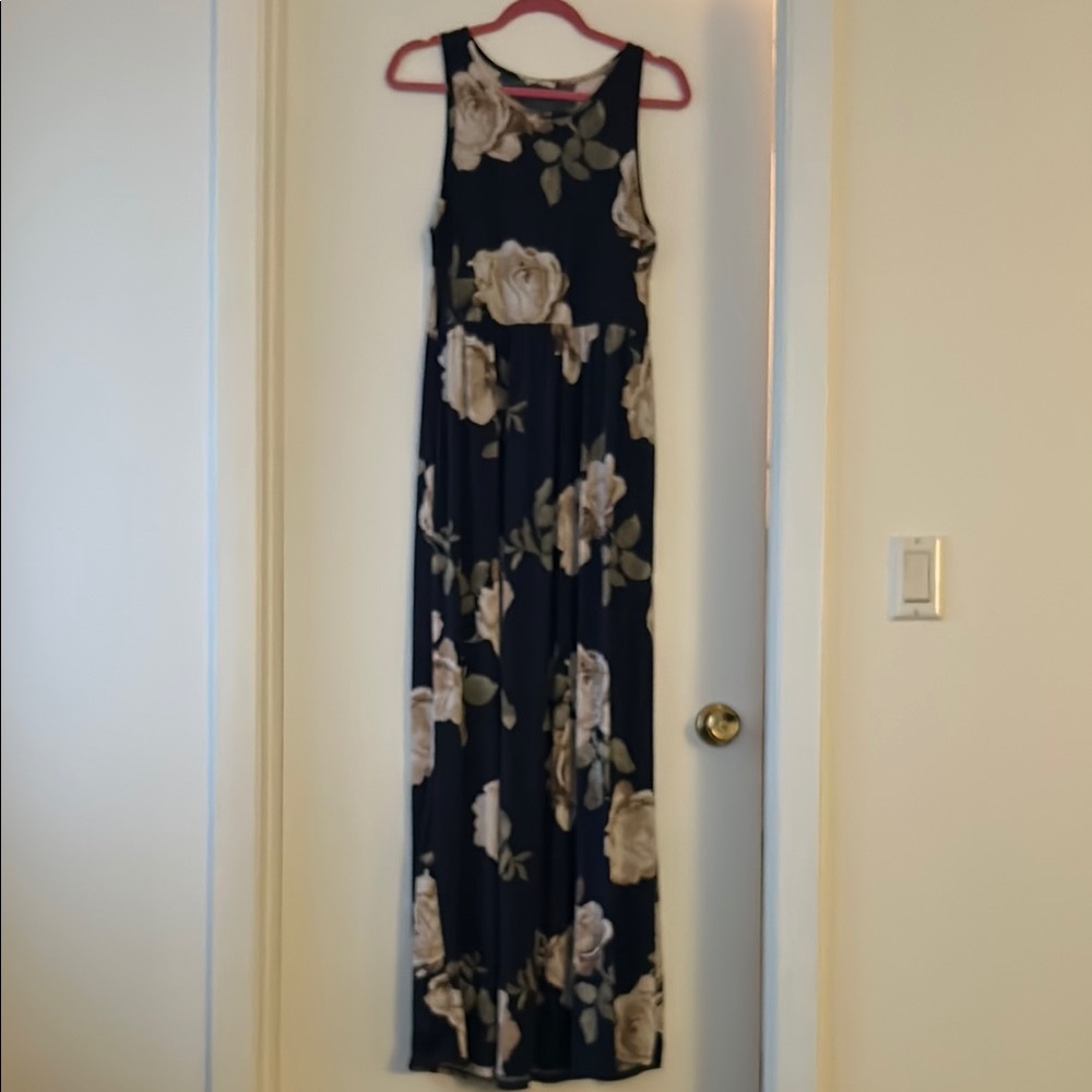 Floral Maxi Dress - Navy and Cream